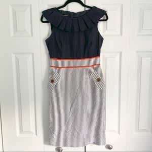 Navy and Gray Seersucker Dress